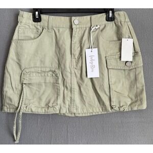 Indigo Rein Mini Skirt Women Size Large Green Cargo Pockets Line A Casual